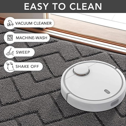 hicorfe Indoor Doormat,Front Back Door Mat Rubber Backing Non Slip Door Mats 47"x71" Absorbent Resist Dirt Entrance Doormat Inside Floor Mats for Entryway Washable Low-Profile (Grey)