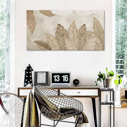 Minimalist & Modern Art for Bedroom Decor Framed Abstract Artwork for Walls Neutral & Contemporary Beige Wall art - Artwork for Living Room and Boho Style Large Abstract Wall Art 24×48IN