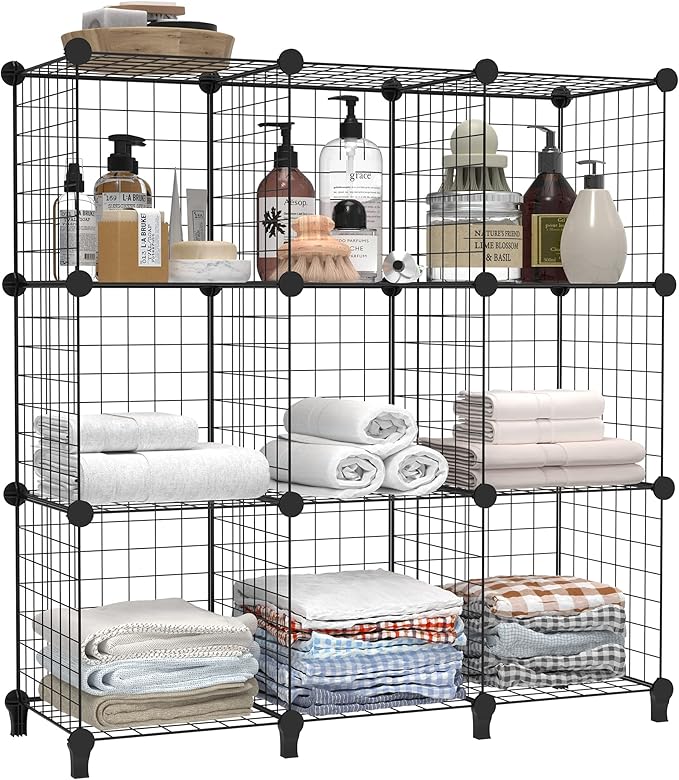 HOMIDEC Cube Storage, Storage Shelves 9 Cube Bookshelf Bookcase Closet Organizer and Storage Wire Storage Cube Multi-Use DIY Storage Cube Shelf for Books, Toys, Clothes, Tools