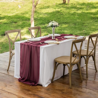 Pack of 2 | Burgundy | 14ft Chiffon Table Runner 29x170 Inches Long Romantic Rustic Sheer Gauze Runner for Wedding Bridal Shower Birthday Banquets Engagement Spring Easter Boho Decorations