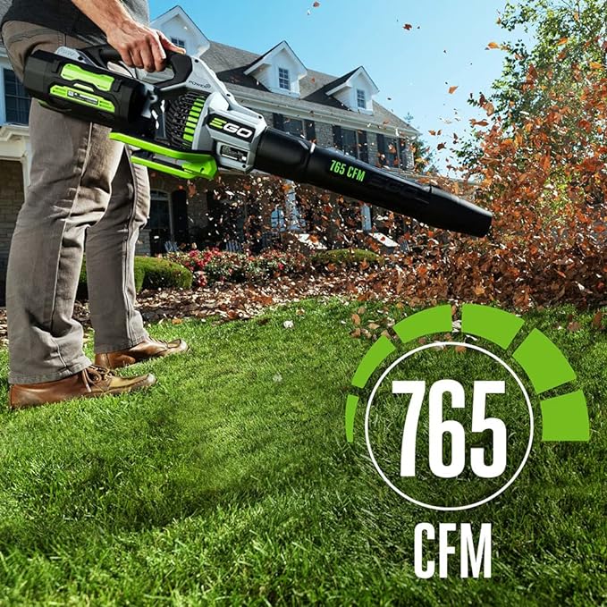 EGO Power+ LB7654 765 CFM Variable-Speed 56-Volt Lithium-ion Cordless Leaf Blower with Shoulder Strap, 5.0Ah Battery and Charger Included