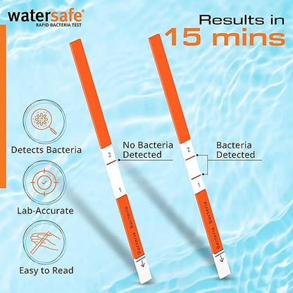 Pool and Spa Rapid Bacteria Test by Watersafe, Detects Down to 1 Bacteria/μL, including E. coli, Salmonella and More, Pack of 10