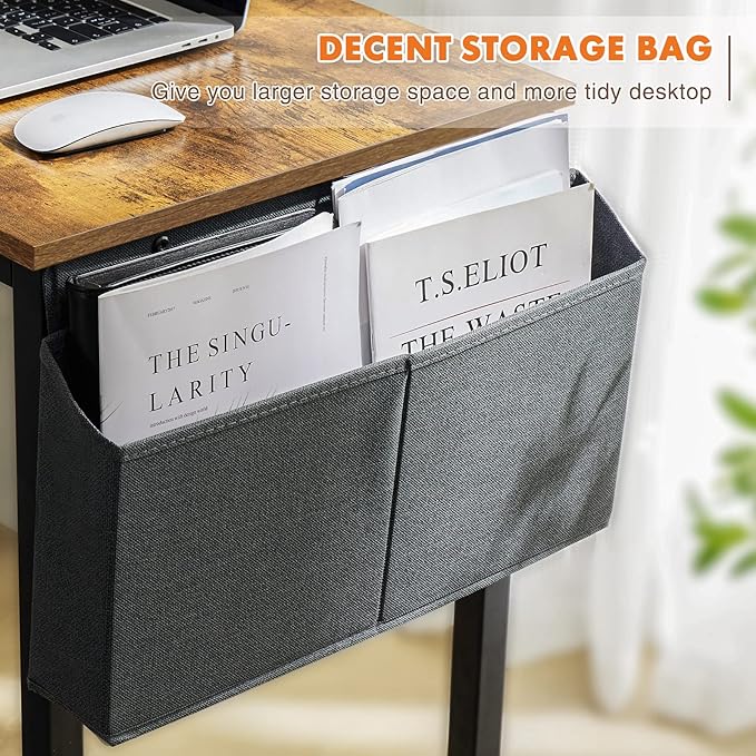 Small Computer Desk 31 Inch Small Office Desk Writing Desks Home Office Desks Small Space Desk Study Table Modern Simple Style Work Table with Storage Bag Headphone Hook Metal Frame for Home, Bedroom