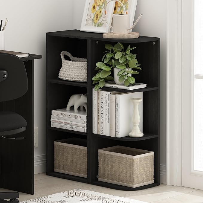 Furinno Pasir 3-Tier Corner Open Shelf Bookcase, French Oak