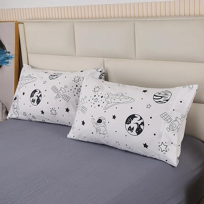 MAG 3Pcs Out Space Bedding Comforter Set, White Galaxy Comforter Set,for Toddlers Kids,Boys Teens and Girls,Super Soft Microfiber (1 Comforter + 2 Pillowcases) (Space, Full)