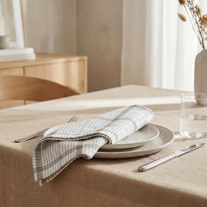 Urban Villa Cloth Napkins Cotton 20x20 (Set of 12) Tiny Checks