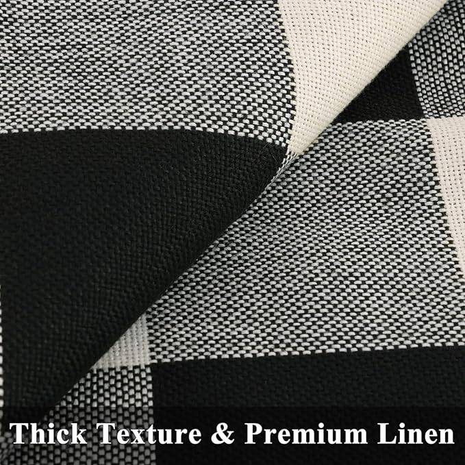 decorUhome Buffalo Plaid Check Throw Pillow Covers 12x20 Set of 2, Outdoor Lumbar Decorative Farmhouse Neutral Pillow Covers with Stitched Edge for Bed Couch Sofa, Black and White