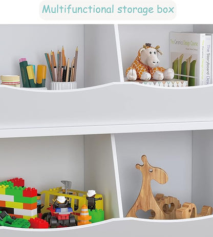 UTEX Toy Storage Organizer,Stackable Kids Toy Storage Cubby with 3 Bins,Toy Boxes and Storage for Playroom,Bedroom,Nursery School,White
