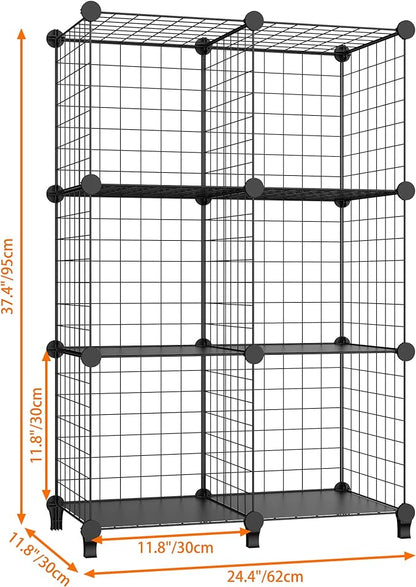 HOMIDEC Wire Cube Storage, Storage Shelves 6 Cube Bookshelf Bookcase Closet Organizer and Storage, Wire Storage Shelves Multi-Use DIY Storage Cube Shelf for Books, Toys, Clothes, Tools