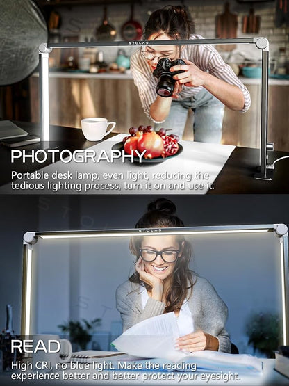 LED Desk Lamp 36W, 4000-6000K Dimmable Table Lamp, 3 Lighting Modes, Square Desk Light for Study, Model Building, Painting, crafting-Black