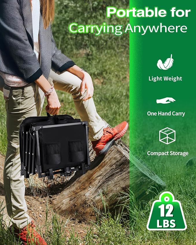 Collapsible Wagon, Foldable Wagon with Tailgate Extended, 360lbs Heavy Duty, Portable Lightweight Utility Wagon for Grocery, Camping, Garden, Sports, Black T