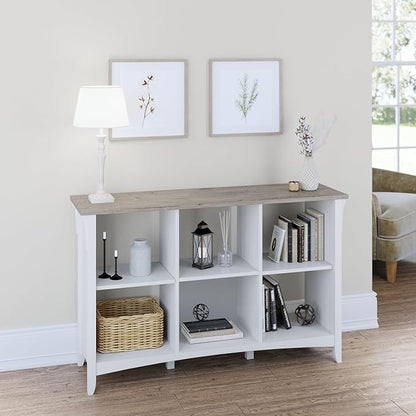 Bush Furniture BSH24462943 Salinas 6-Shelf 30-Inch H Cube Bookcase, Shiplap Gray/Pure White