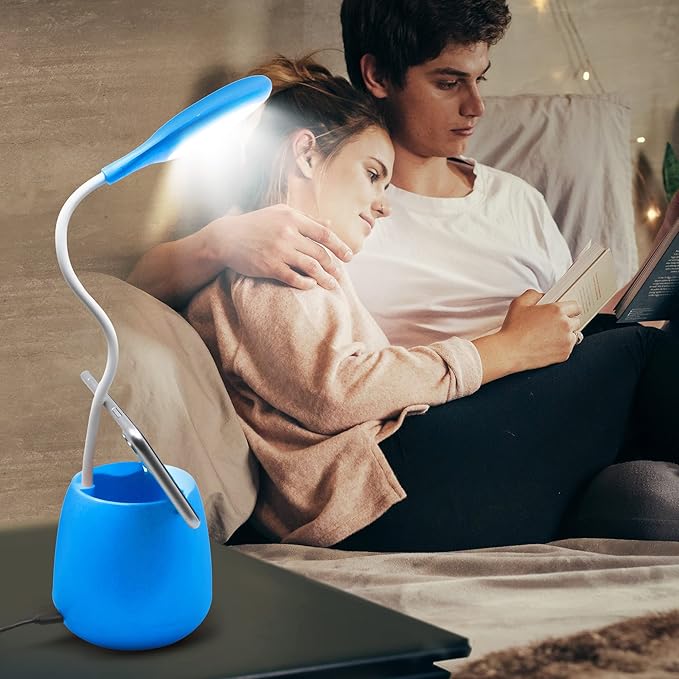 Aduro U-Light Aduro U-Light Desk Lamp Table Light with Wireless Speaker & Phone Stand Desk Organizer, Flexible Gooseneck Table Lamp - Perfect for Home Office Blue