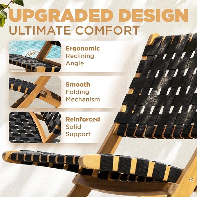 Design Heavy Duty 400lbs Capacity Patio Bistro Piece with Ottomans Outdoor, Onesize, Foldable Reclining Set 5