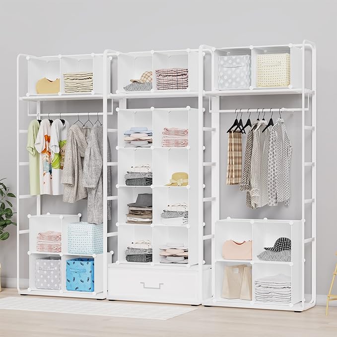 HOMIDEC Book Shelf 16 Cubes Bookcase Bookshelf Cube Storage Organizer Portable Display Bookshelf Kids Bookshelf Book Case for Study Room,Bedroom,Office,Living Room,Closet (47.2x11.8x47.2 inch)