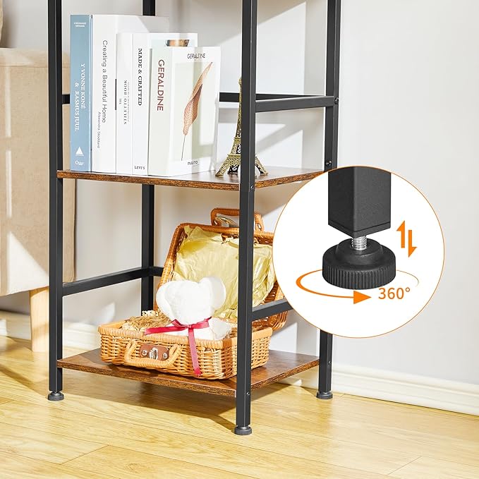 ELYKEN Small Bookshelf, 3-Tier Bookcase with Metal Frame, Vintage Display Book Shelf, Freestanding Open Organizer Shelves for Office Study Living Room, Bedroom, Rustic Brown