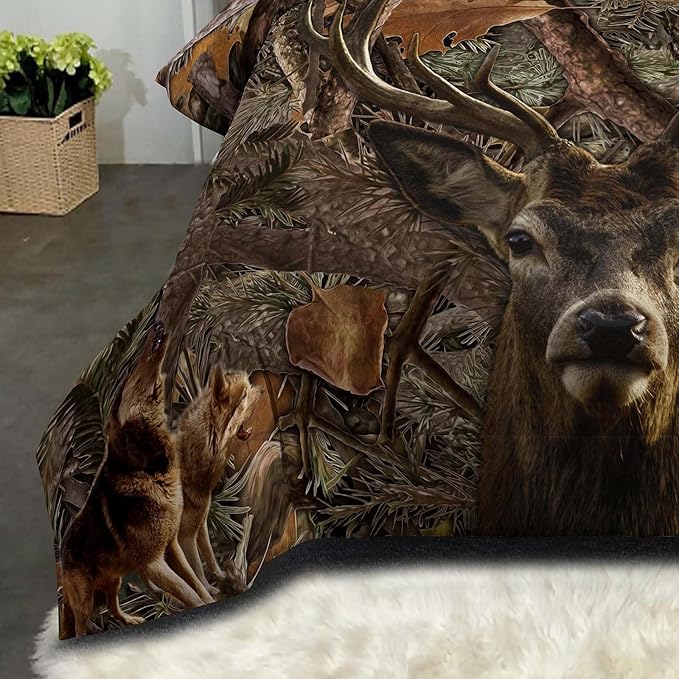 NINENINE Deer Comforter Set,Boys Twin Bedding Sets,Camo Comforter Sets,Twin Comforter Sets for Boys,Western Bedding Sets with 1 Comforter 1 Pillowcase