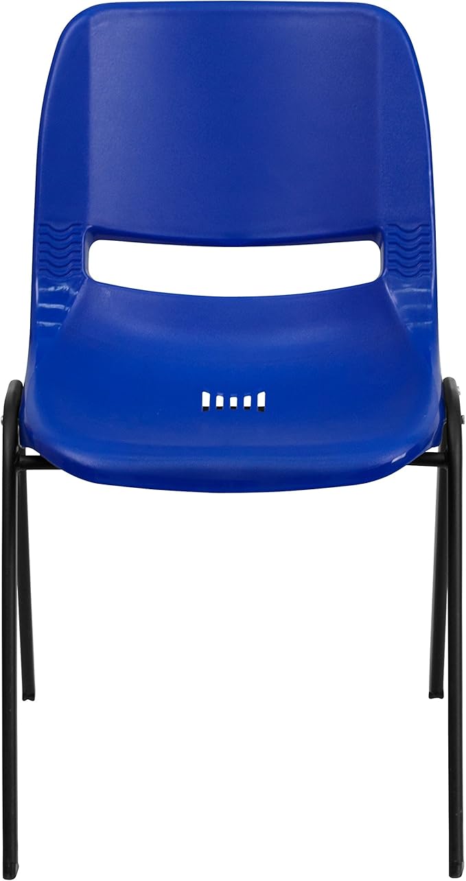 Flash Furniture HERCULES Series 661 lb. Capacity Navy Ergonomic Shell Stack Chair with Black Frame and 16'' Seat Height