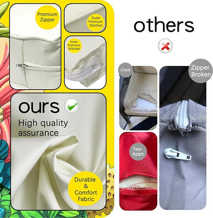 ClawsCover 12 Pack Outdoor Seat and Back Cushions Replacement Covers Fit for 6Pieces 5-Seater Wicker Rattan Patio Furniture Conversation Set Sectional Couch Chairs,Cream-Include Cover Only
