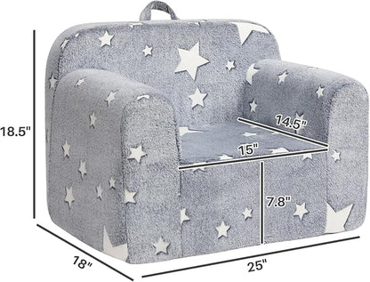 ALIMORDEN Kids Ultra-Soft Snuggle Foam Filled Chair, Single Cuddly Sherpa Reading Couch for Boys and Girls,Star