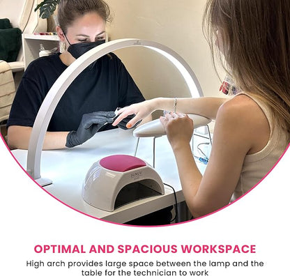 Half-Moon Nail Desk Lamp for Professionals, 3360 Lumen Led Light for Nails, Perfect Led Manicure Desk Lamp | Tattoo Light | Lash Tech Light | Manicure Light Led (White) (Touch Control)