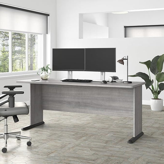 Bush Business Furniture Studio A 72W Computer Desk in Platinum Gray, 6 Foot Gaming and Work Table for Home or Professional Office