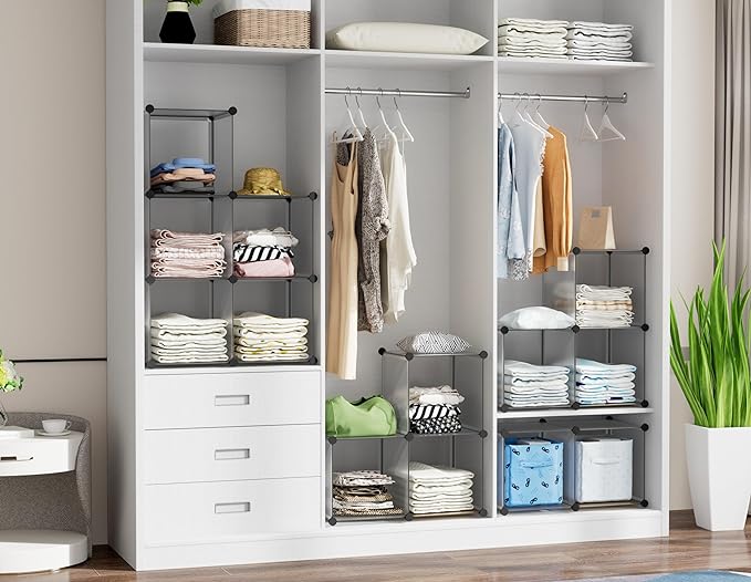 HOMIDEC 20-Cube Storage Organizer, Closet Organizer Storage Shelf Bookcase Bookshelf with Metal Hammer, Storage Cubes Organizer Cabinet for Kids, Closet, Bedroom, Bathroom