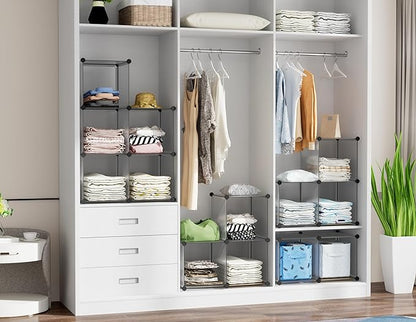 HOMIDEC 6-Cube Light Grey Cube Storage Organizer, Modular Storage Shelf with Hammer, Bin Cabinet Closet Bookshelf for Living Room, Bedroom, Office, Each Cube Size 11.8 x 11.8 inch