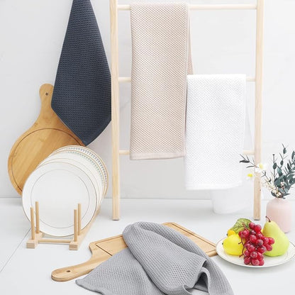 Homaxy 100% Cotton Waffle Weave Kitchen Dish Towels 8-Pack, White | 13 x 28 Inches, Ultra Soft Absorbent Dish Towels, Quick Drying Cleaning Towels