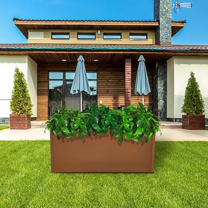 Corten Steel Planter Box Rectangular Planters Large Outdoor Planter Metal Planter Box for Tall Plant Trough Rustic Patina for Garden Yard Commercial Residential Farm 16 in x 31.5 in x 16 in