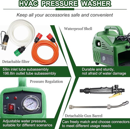 ZPB140 Port A Blaster HVAC Coil Cleaning, Portable Pressure Washer, Coil Jet Cleaner for ac Unit 120V 80W for Indoor or Outdoor, Flow Rate 4L/min, Working Pressure 0.7-1.0MPa