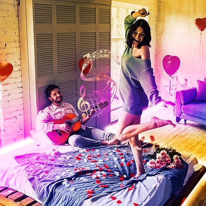 PHOPOLLO Bluetooth Led Strip Lights 50ft 5050 RGB Color Changing LED Lights for Bedroom, Kitchen Decoration, App Control and Music Sync.