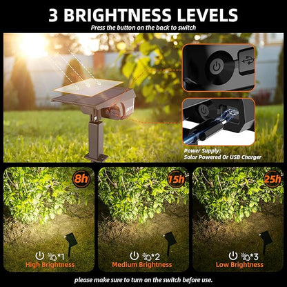 Solar Lights Outdoor Waterproof Landscape Lights, 40 LEDs Solar Spot Lights Outdoor Spotlights with 3 Light Modes, USB & Solar Powered Garden Yard Wall Lights Auto On/Off for Patio 6 Pack