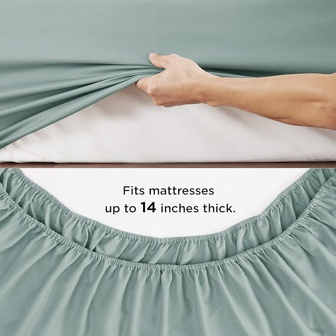 Bedsure Sage Green Queen Comforter Set - 7 Pieces Solid Queen Bed in a Bag, Queen Bed Set Sage Green with Quilted Warm Fluffy Comforters, Sheets, Pillowcases & Shams