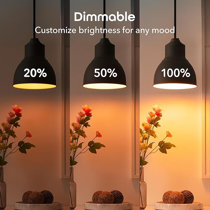 Geeni Smart Light Bulbs - Color Changing & Tunable White, Dimmable, Works with Alexa & Google Home, 2.4 GHz WiFi, A19, 800 lm, 4 Pack