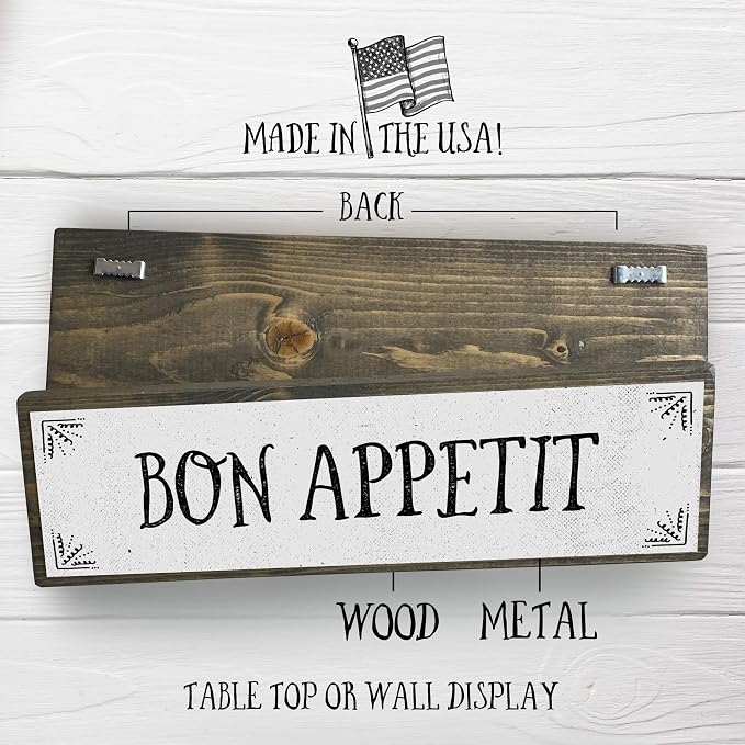 Kitchen Wood Signs (Medium - Wood And Metal, Bon Appetit)