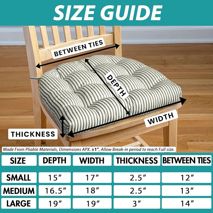 Barnett Home Decor Tibet Grey Dining Chair Pad with Ties - 19 x 19 Size Large Chair Cushion - Latex Foam Fill - Machine Washable, 100% Cotton, Made in USA (Gray Mandalas)