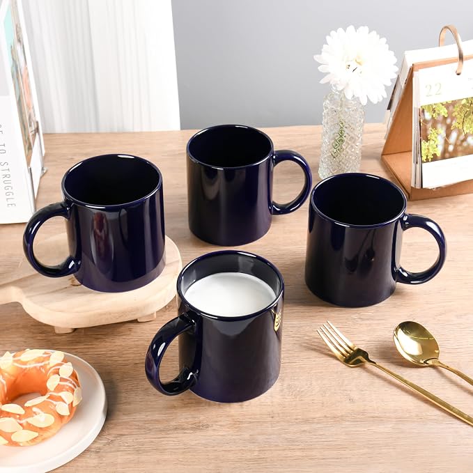 BYCNZB 22oz Super Large Ceramic Coffee Mugs Large Handles Set of 4 (Cobalto)
