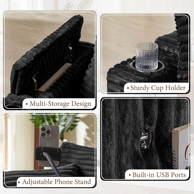 Accent Chair with Storage Ottoman Upholstered Living Room Chairs for Reading Chair with Chaise Lounge Chairs Indoor, Comfortable Armchair for Bedroom