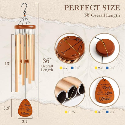 40th Wedding Anniversary Wind Chime, Happy 40th Anniversary Romantic Gifts for Couple, Parents, Wife, Husband, Friends, Ruby Anniversary's Keepsake Gifts Ideas, Large-36''