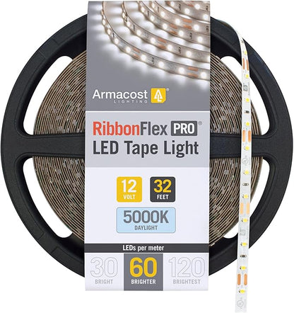 Armacost Lighting RibbonFlex Pro 32.8 ft. 12-Volt LED White Strip Light 60 LEDs/m in Daylight (5000K) (162250)