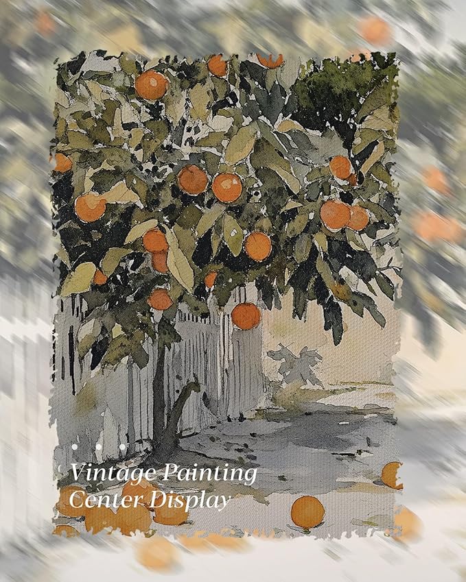 HUARCEY Gold Framed Vintage Wall Art for Living Room Country Orange Trees Earthy Room Decor Aesthetic Oil Painting Wall Picture Farmhouse Canvas Print Artwork for Kitchen Bedroom Bathroom Decor 12x16