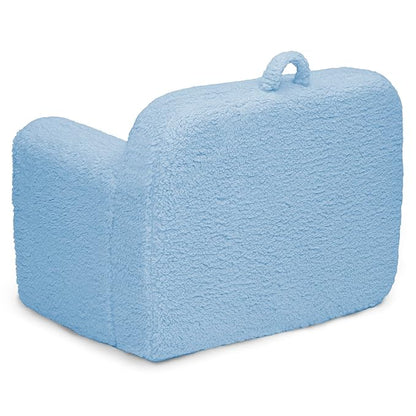 Delta Children Personalized Sherpa Cozee Chair - Customize with Name – Foam Kids Chair for Ages 18 Months and Up, Powder Blue