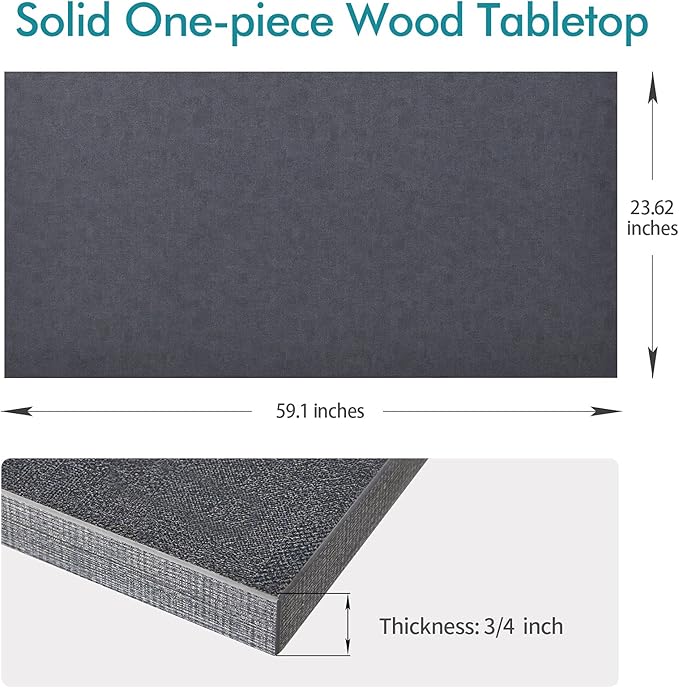 Kaboon Universal Tabletop 59.1"x23.62", Solid One-Piece Melamine Table Top, Double Desk L-Desk DIY, Home and Office Countertop, Greylish Blue