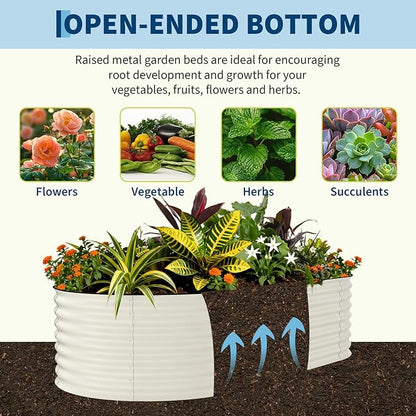 Garvee 4 Pack Galvanized Raised Garden Bed, 8x4x2 ft Metal Planter Box for Flowers Herbs Vegetables, Rust-Resistant Raised Garden Beds for Gardening, Easy Assembly Outdoor Garden Box & Planters,Beige