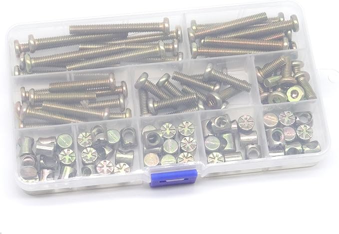 Baby Bed Screws Bolts Kit, cSeao M6 Hex Drive Socket Cap Bolts Barrel Nuts Assortment Kit, M6 x 15mm/ 25mm/ 35mm/ 45mm/ 55mm for Crib Cot Chairs, 100pcs Zinc Plated