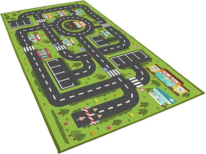Car Rug Play Mat, Road Rug Carpet for Kids, City Life Educational Road Traffic Carpet for Ages 3-12 Years Old(100×180cm/39×71inch)
