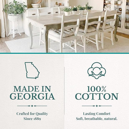 Barnett Home Decor Extra-Thick Dining Chair Pad with Ties - Solid Color Cotton Duck - Reversible, Latex Fill, Tufted Cushion - Bluebell