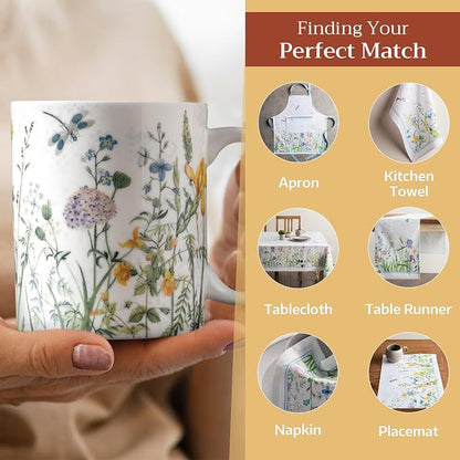 Maison d' Hermine Coffee Mug with Handles Tea Cups (12 Ounce, Pack of 1) | Fine Bone China Coffee Mugs for Hot Beverages Cappuccino Latte Home Restaurant Hotel Spring Summer -Fleurs De Mai - Floral
