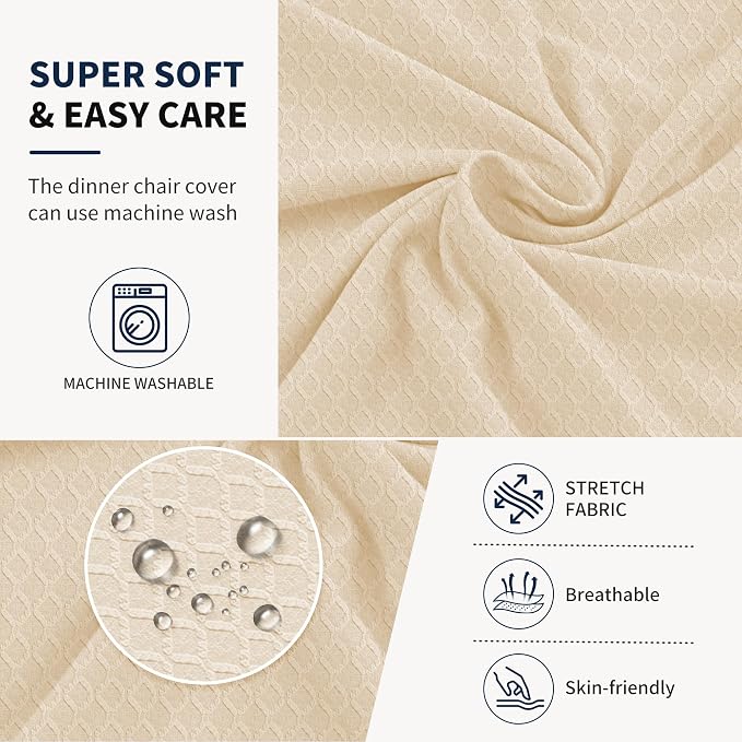 BIETYONE Waterproof Dining Chair Covers, Stretch Seat Protector, Washable | 2 Pack, Waterproof, Stretch Fit, Washable, Spill Resistant, Soft, Dining Chair Covers, Seat Protector